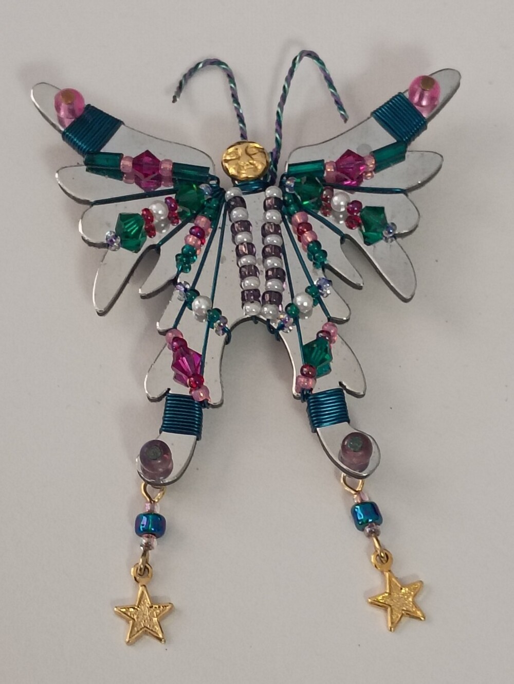 ❤️Rare LIZTECH Signed 1997 Mixed Media Beaded Butterfly Brooch Pin